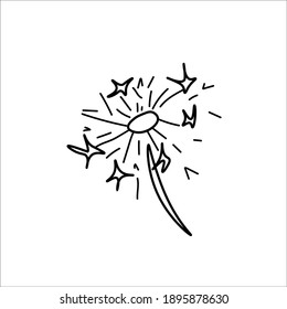 Vector Fireworks in doodle style.One simple sky.Illustration bright lights for Chinese New Year with black line hand drawn.Design for menus,cards,stickers,prints,social networks,web.  