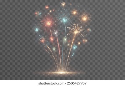 Vector fireworks. Firework. Fireworks on an isolated background. PNG fireworks. Holiday fireworks. Vector image.