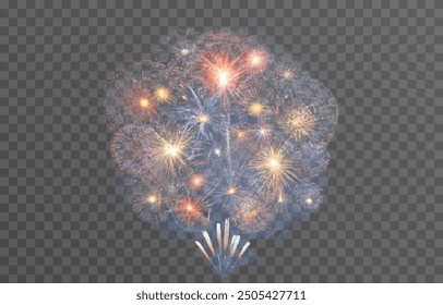 Vector fireworks. Firework. Fireworks on an isolated background. PNG fireworks. Holiday fireworks. Vector image.