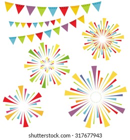 Vector fireworks and garlands