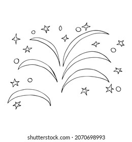 Vector fireworks. Fireworks in honor of the holiday. Fireworks for the new year. Isolated. Drawn by hand. Coloring pages for children and adults. Cartoon