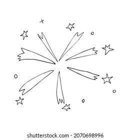 Vector fireworks. Fireworks in honor of the holiday. Fireworks for the new year. Isolated. Drawn by hand. Coloring pages for children and adults. Cartoon