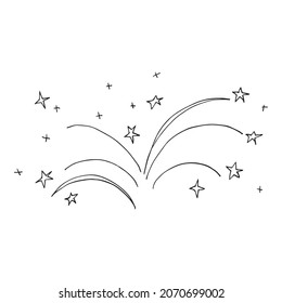 Vector fireworks. Fireworks in honor of the holiday. Fireworks for the new year. Isolated. Drawn by hand. Coloring pages for children and adults. Cartoon