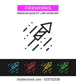 Vector fireworks icon. Premium quality graphic design. Modern signs, outline symbols collection, simple thin line icons set for websites, web design, mobile app, infographics