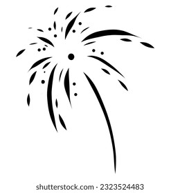 Vector fireworks illustration isolated on white in doodle comic scribble sketch style. Holiday sparkling burst party in the sky.