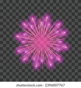 Vector fireworks illustration of sparkling bright firecracker light.