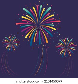 Vector fireworks on a blue background. Design element for a festive event, festival.