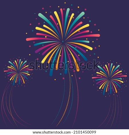 Vector fireworks on a blue background. Design element for a festive event, festival.