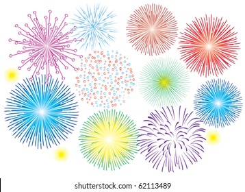 vector fireworks on white