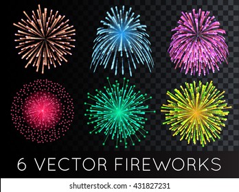 Vector Fireworks Set with transparency