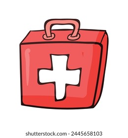 vector first aid help bag isolated on white.