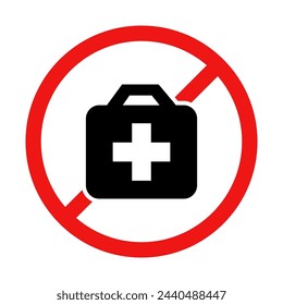 Vector First Aid Kit Sign on White Background