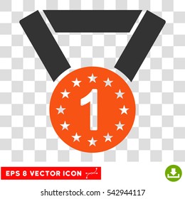 Vector First Medal EPS vector icon. Illustration style is flat iconic bicolor orange and gray symbol on a transparent background.