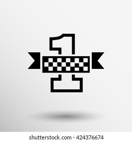 Vector first place icon number ribbon logo.