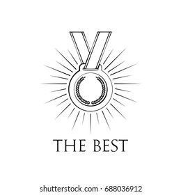 Vector first place medal badge. Illustration isolated on white background