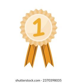Vector first prize ribbon award on white 