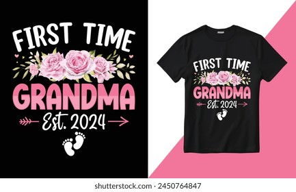 Vector First Time Grandma Est. 2024 T-shirt design