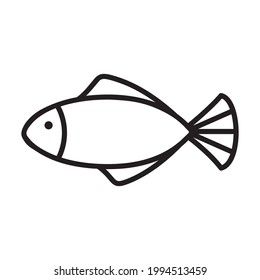 Vector fish. Black outline on a white background. Logo. Icon in a simple style.