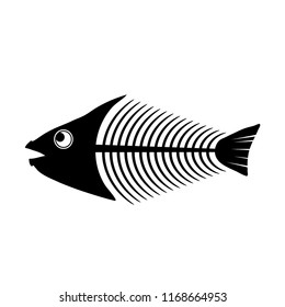 Vector Fish Bone Skeleton Symbol Isolated on White Background. Sea Fishes Icon.
