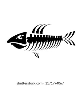Vector Fish Bone Skeleton Symbol Isolated on White Background. Sea Fishes Icons.