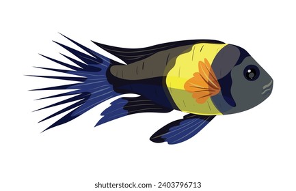 vector a fish cartoon character isolated on white.