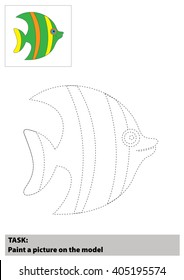 Vector Fish Cartoon. Coloring book for children