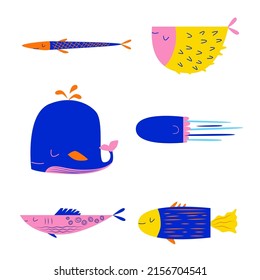 Vector fish colorful and geometric