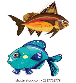 vector fish colorful modern shapes vector illustration concept graphics.eps