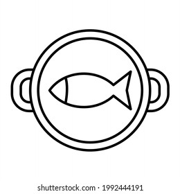 Vector Fish Cooking Outline Icon Design
