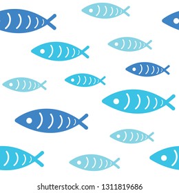 Vector fish cute seamless pattern. 