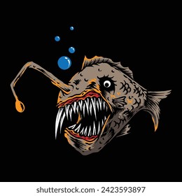 vector fish deep sea illustration apparel design
