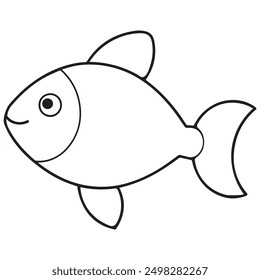 Vector fish design illustration of on white background. Jobs and occupations concept. 
Cartoon characters. Education and school kids coloring page, printable, activity, worksheet, flashcard.