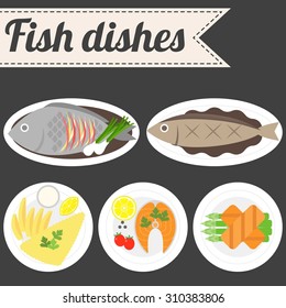 Vector Fish Dishes