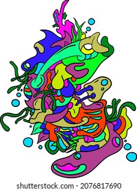 vector fish doodle for t-shirt design needs, product design, or merchandise and can also be used for background needs