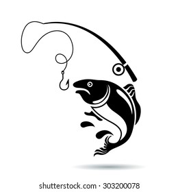 Vector fish and fishing rod icon