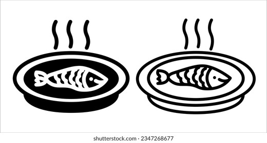 VECTOR FISH FOOD ICON IN STROKE AND FILL VERSION