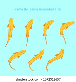 Vector Fish, Frame by Frame Animation for 2D Animation, Motion Graphics, With a water background