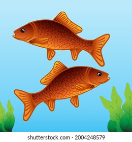 Vector Fish Gold Illustración con la mano del cepillo