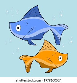 vector of fish in the high seas with diversity