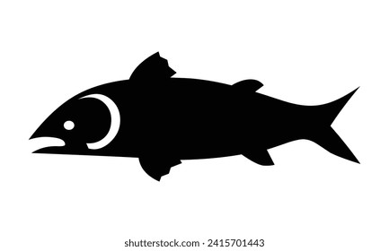 Vector fish icon illustration on white background.