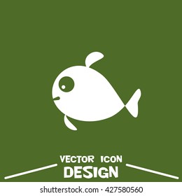 Vector fish icon on green background. Fish icon EPS. Fish symbol JPG.