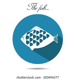 Vector fish icon. On the white background. EPS