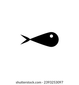 Vector fish icon. Teardrop shape. Flat style color black