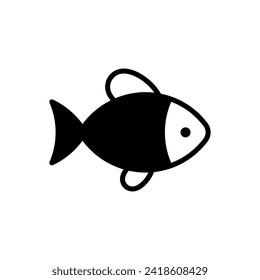 Vector fish icon template. Creative seafood symbol illustration. Monochrome shop department sign. Flat sea food pictogram of marine products