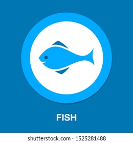 Vector Fish Illustration - Nature Symbol, Seafood Icon - Ocean Fishing Isolated