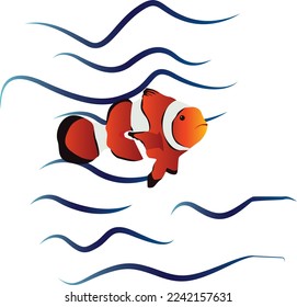 vector fish illustration with water waves
