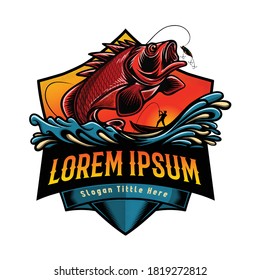 Vector fish jumping to catch the bait