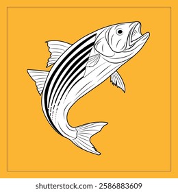 Vector fish jumping illustrations on a background

