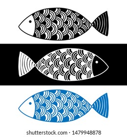 vector fish line and drawing for printing 