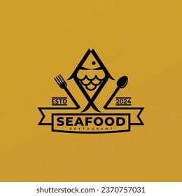 vector fish logo that can be used for marine restaurant branding needs.